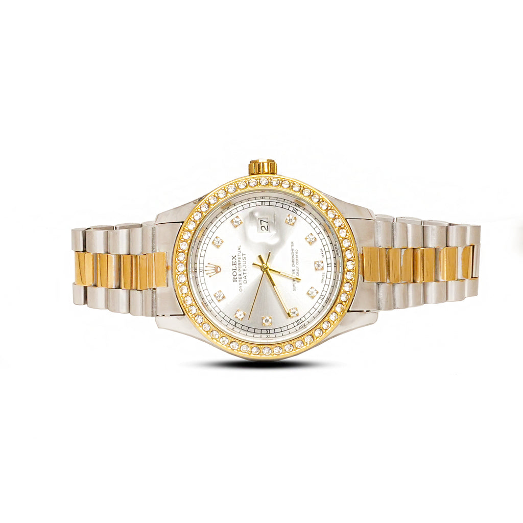 RLX White Dial Stone Bezel Day & Date