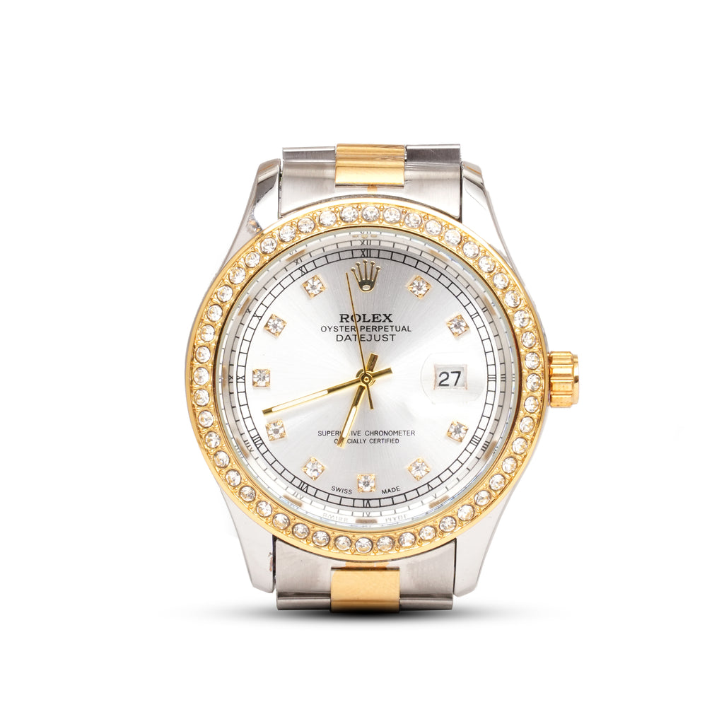 RLX White Dial Stone Bezel Day & Date