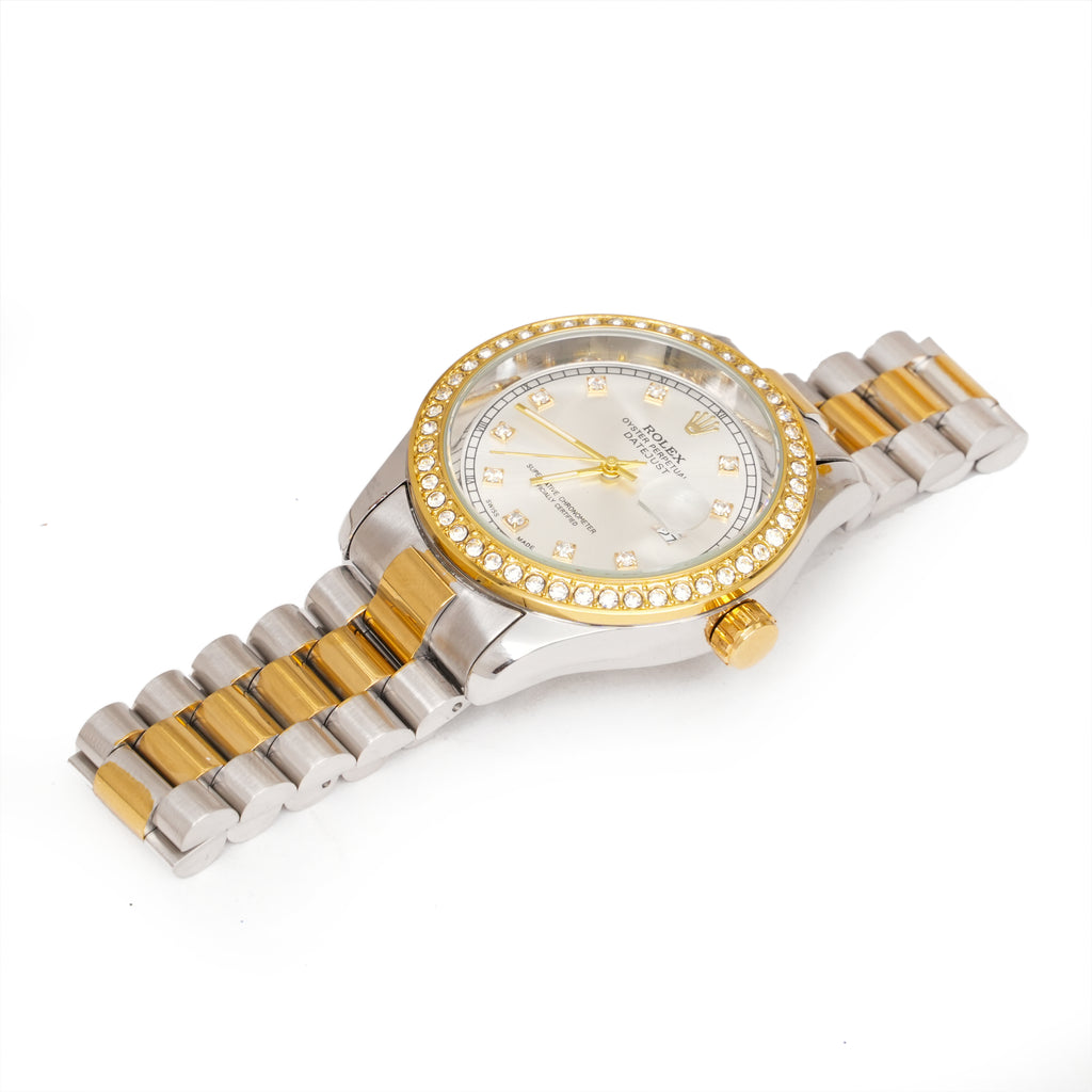 RLX White Dial Stone Bezel Day & Date