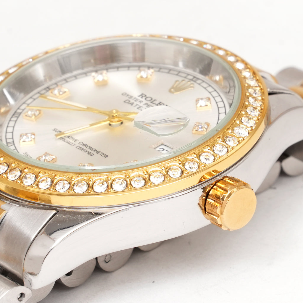 RLX White Dial Stone Bezel Day & Date