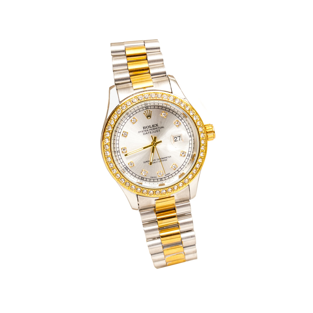 RLX White Dial Stone Bezel Day & Date
