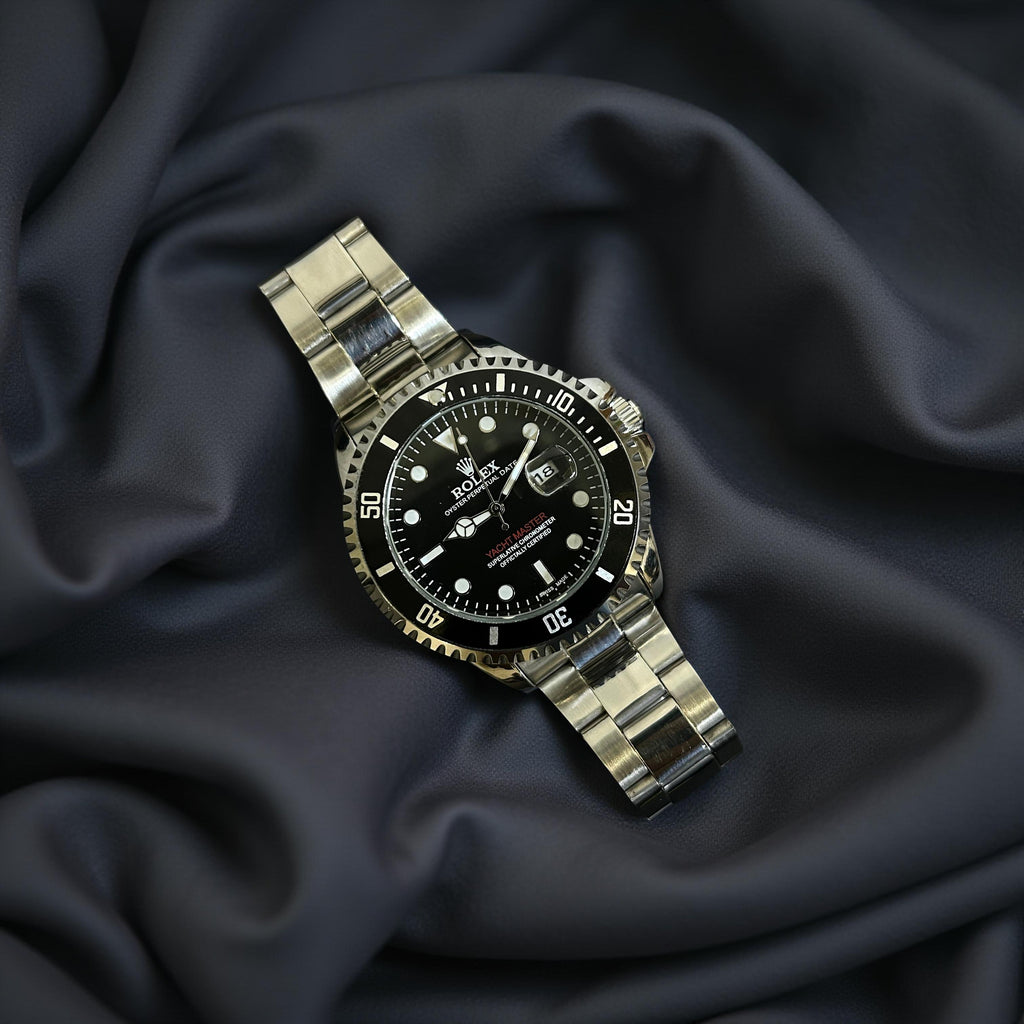 RLX Yatch Master Black Dial & Silver Chain