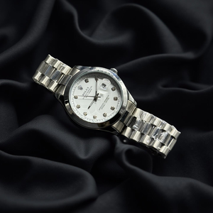 Rolex Oyester White Dial & Silver Chain