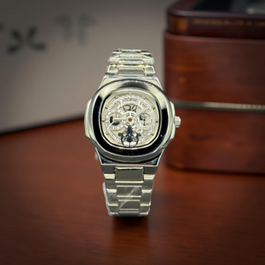Patek Philippe Semi Auto White Dial With Silver Chain