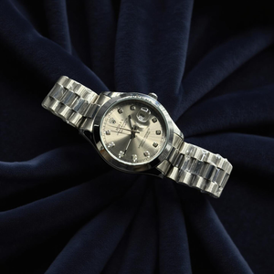 Rolex Oyester Grey Dial & Silver Chain