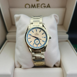 Omega Seamaster Blue & White Dial Silver Chain