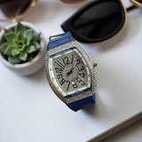 Franck Muller Iced Out Silver Blue