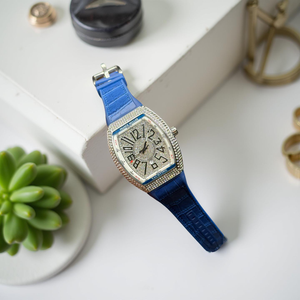 Franck Muller Iced Out Silver Blue