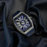 Iced Out Silver Blue Watch