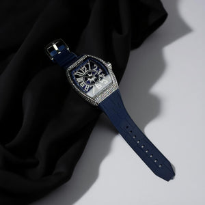 Iced Out Silver Blue Watch