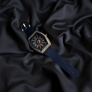 Iced Out Blue Rosegold Watch